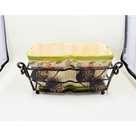Temp-Tations By Tara Petals Baking Serving Dish Trivet Wire Basket - Picture 4 of 11